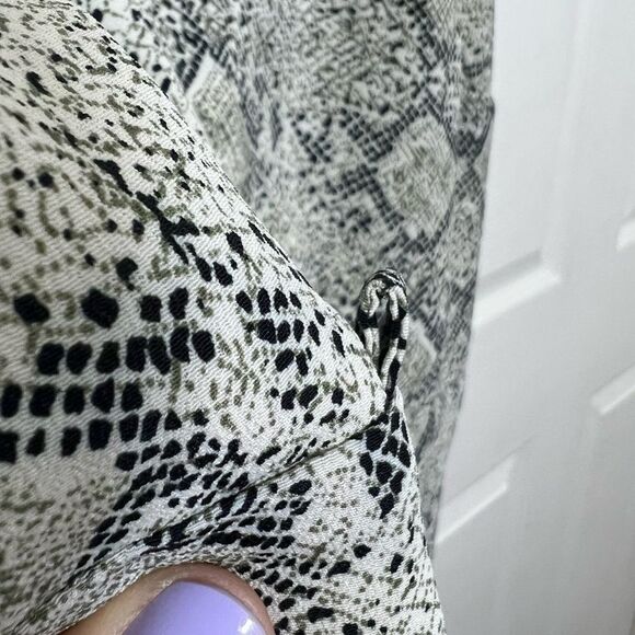 Vintage 90’s Slip Dress Snakeskin Print Ruffle Hem V-neck Mini Dress Size - Picture 3 of 13